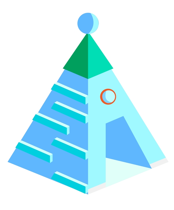 蓝色2.5D立体金字塔