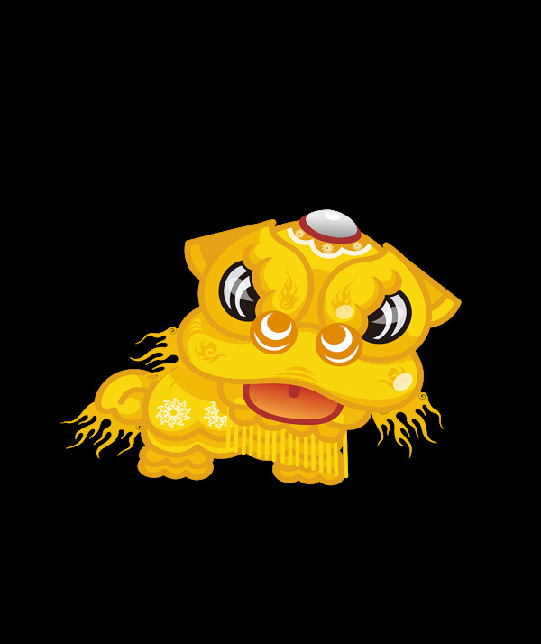 手繪春節(jié)舞獅元素