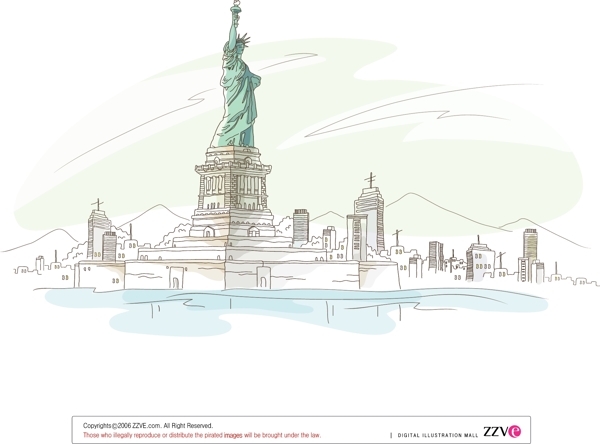纽约城市风景矢量插画图片