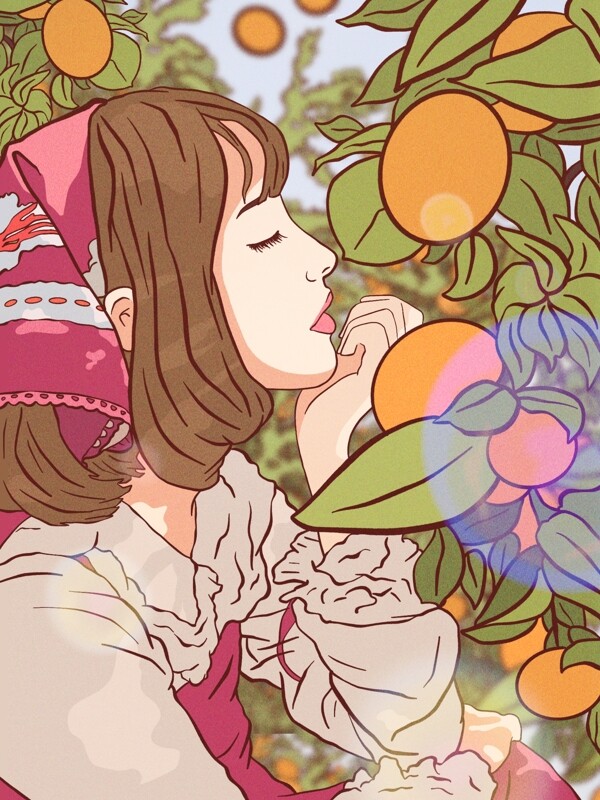 洛丽塔美少女果园摘橘子野外之旅