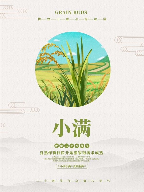 簡約小滿節(jié)氣海報