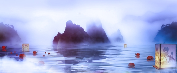山水霧氣背景圖