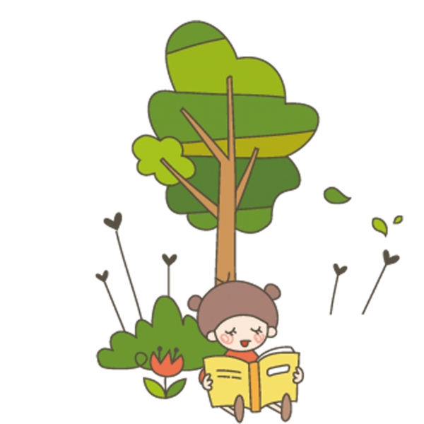坐在樹下看書的女孩