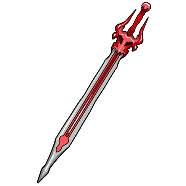 卡通红色花纹宝剑
