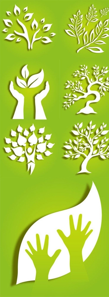 绿色植物标签树木矢量图片
