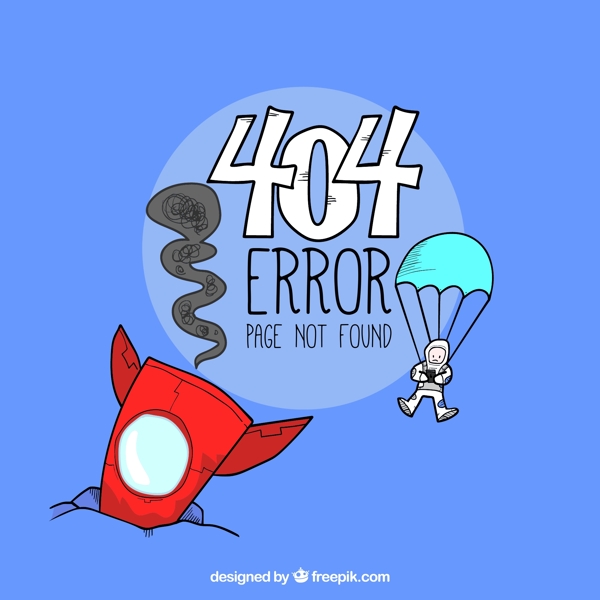 创意404页面坠落的火箭