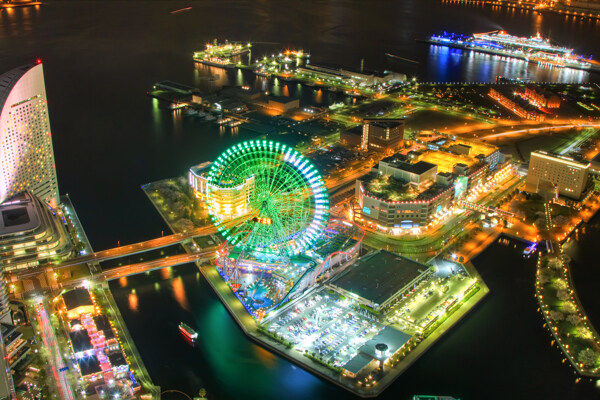 横滨美丽的城市夜景图片