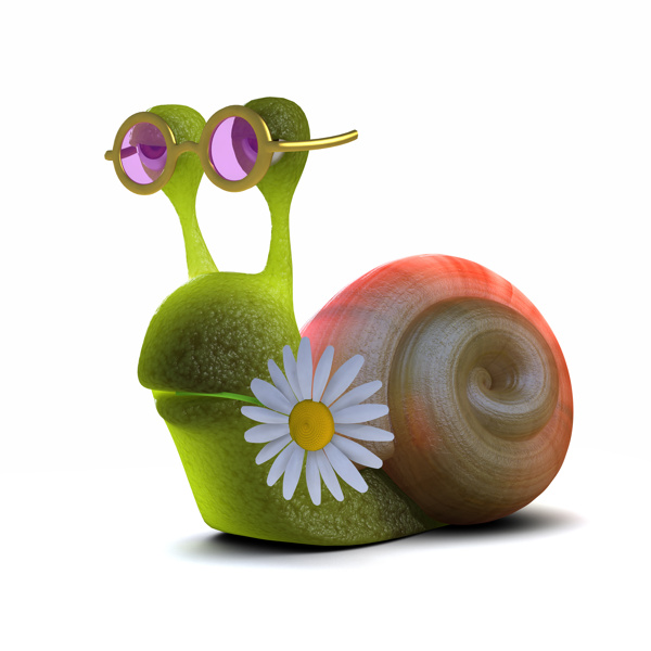 叼着鲜花戴着墨镜的卡通蜗牛