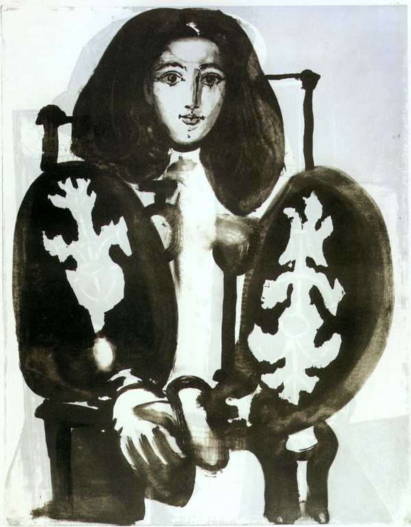1948LafemmeaufauteuilIIX西班牙画家巴勃罗毕加索抽象油画人物人体油画装饰画