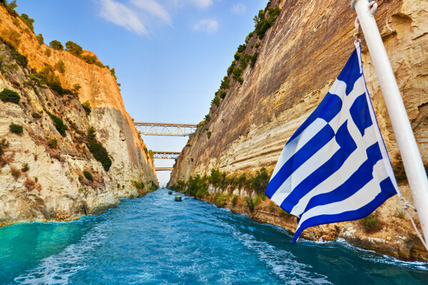 海峡与希腊国旗图片