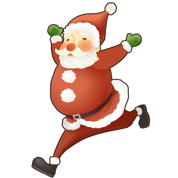 手绘奔跑的圣诞老人设计