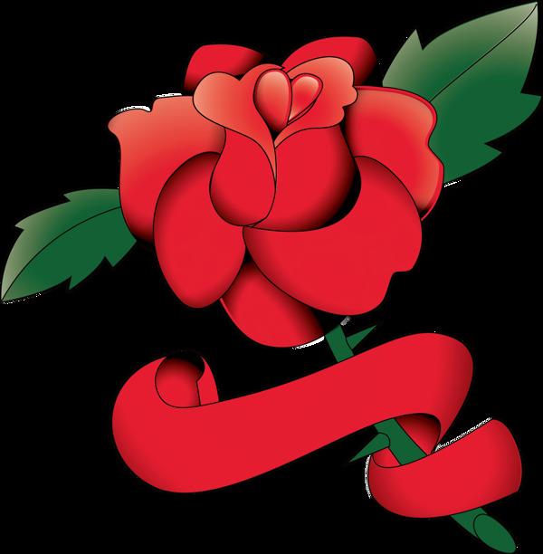紅玫瑰絲帶png免扣元素