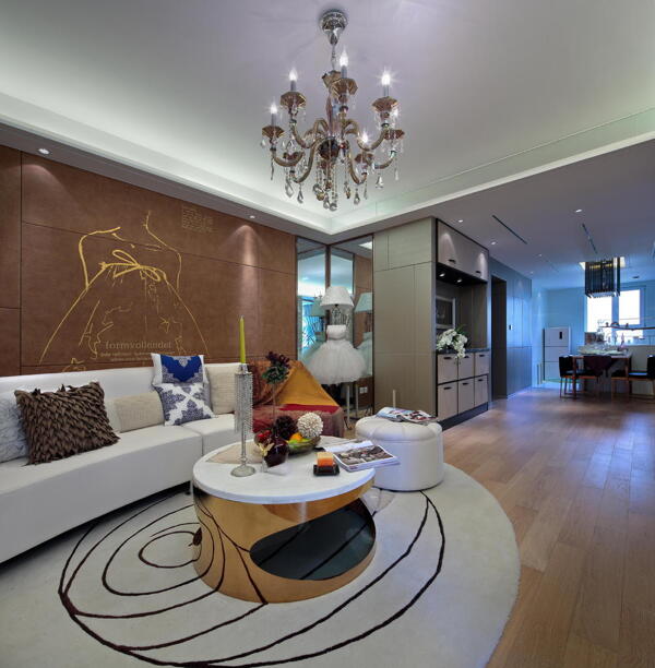 现代时尚简约客厅地板设计效果图
