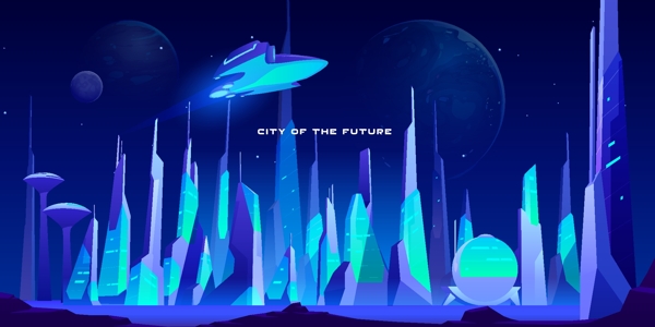 未来城市插画图片