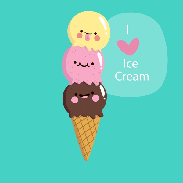 卡通可爱的冰淇淋插画