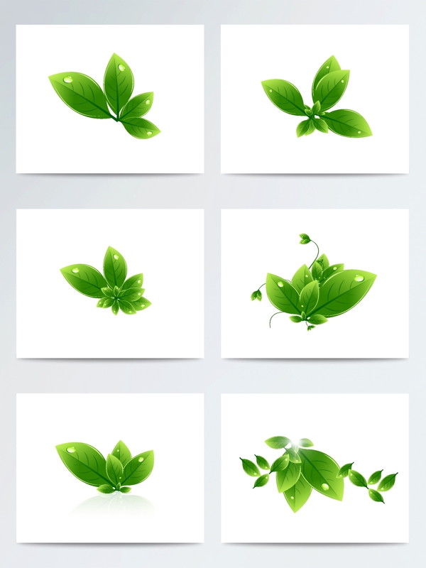矢量绿色植物叶子元素素材