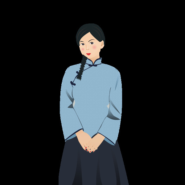 手繪穿著民國校服的女生原創(chuàng)元素