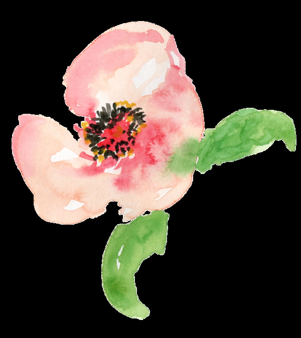 赤紅花蕊透明裝飾素材