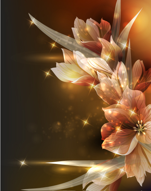 奇幻背景花設(shè)計矢量素材01