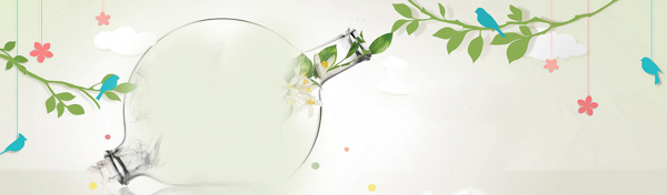 清新綠色樹葉banner背景素材