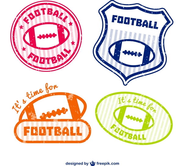 4款美式足球标签矢量素材图片
