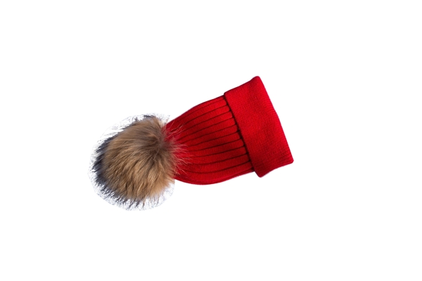 红色保暖针织帽子