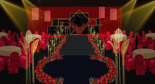 红黑婚礼布置效果图