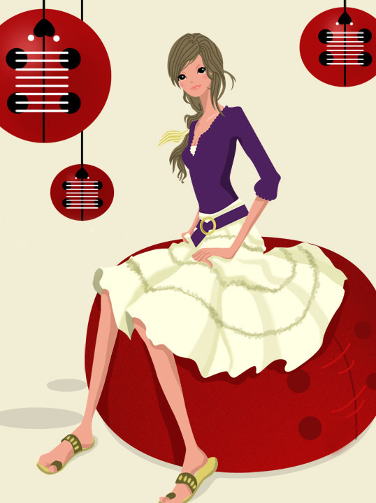位圖人物女人色彩紅色免費(fèi)素材