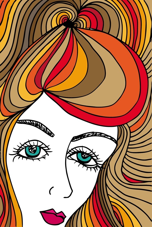 女人的臉矢量插畫摘要素描