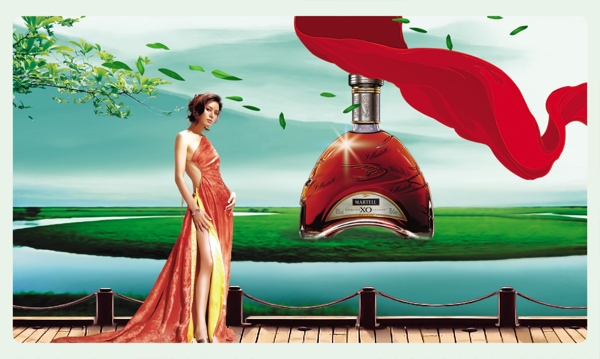 龙腾广告平面广告PSD分层素材源文件酒女人高贵气质红色