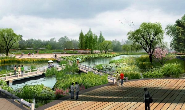 公园池塘景观设计图片