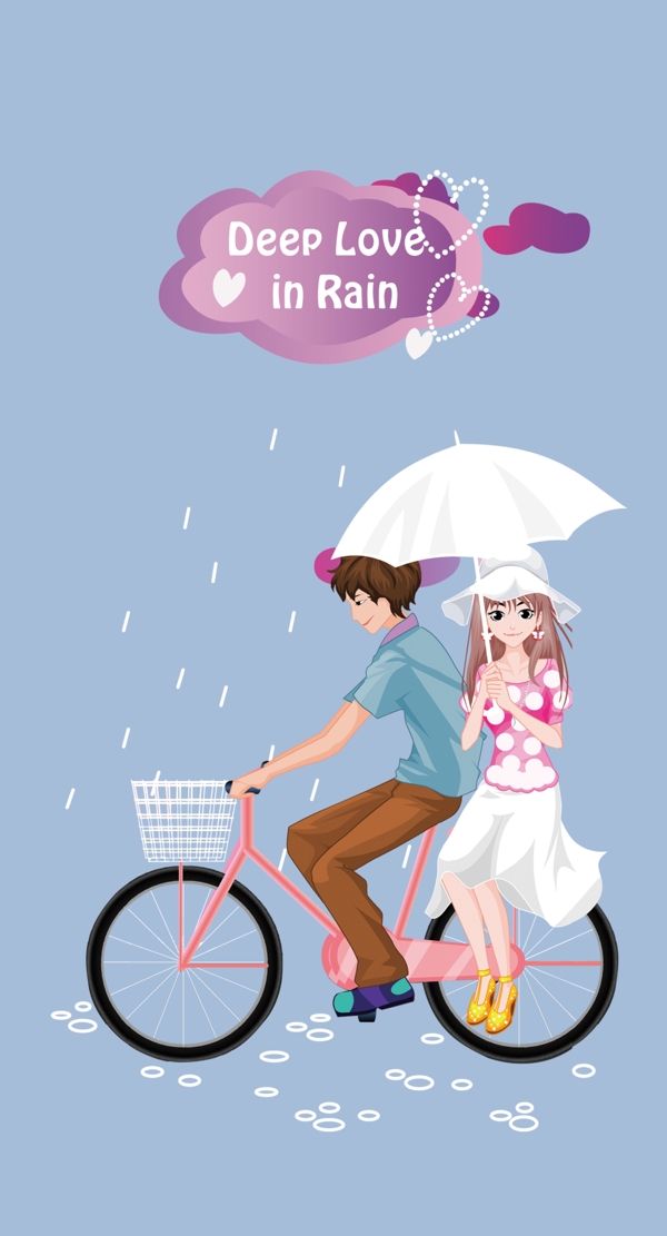 雨中单车恋人情侣