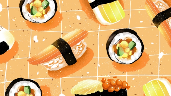 可爱寿司美食原创插画