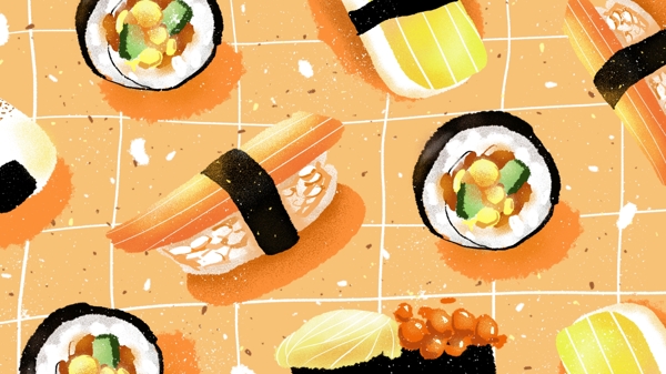 可愛壽司美食原創(chuàng)插畫
