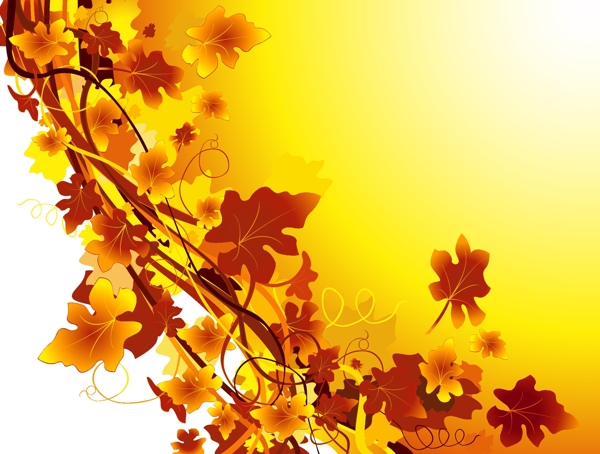 矢量花纹底纹背景秋天的叶子eps格式黄色叶子矢量素材秋天的花朵