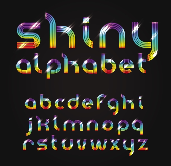 炫光鉆石英文字母矢量素材
