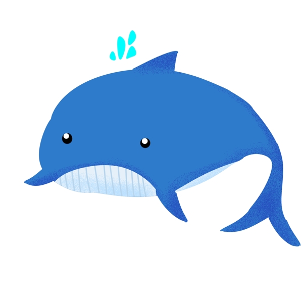 蓝色可爱的大鲸鱼插画
