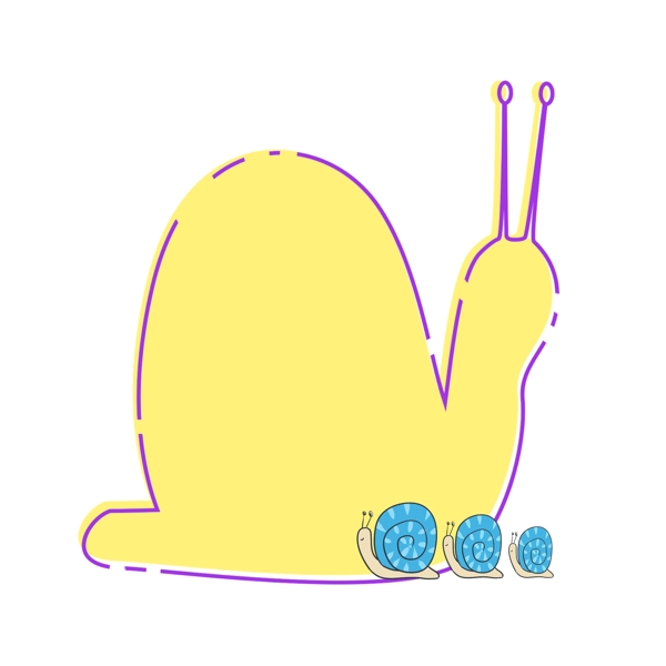 黄色的蜗牛边框插画