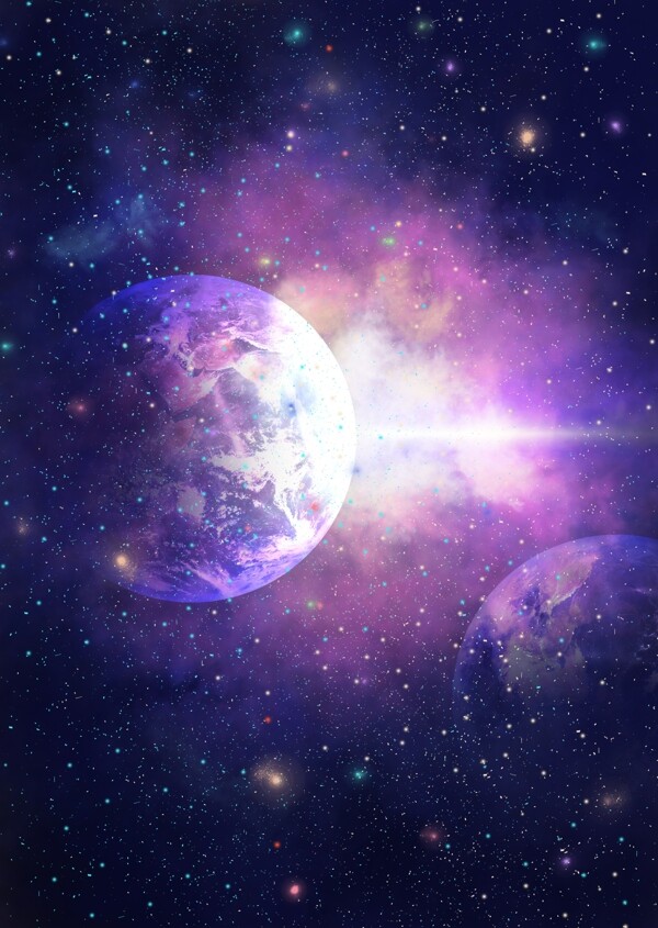 唯美紫色星空宇宙探索太空地球治愈系晚安