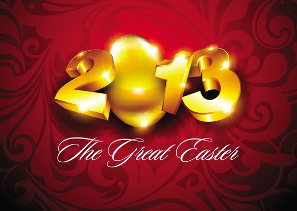 2013復(fù)活節(jié)的金色字體矢量素材
