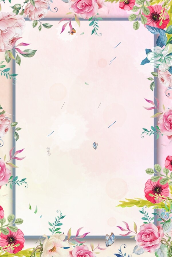 七夕手绘花朵背景图片