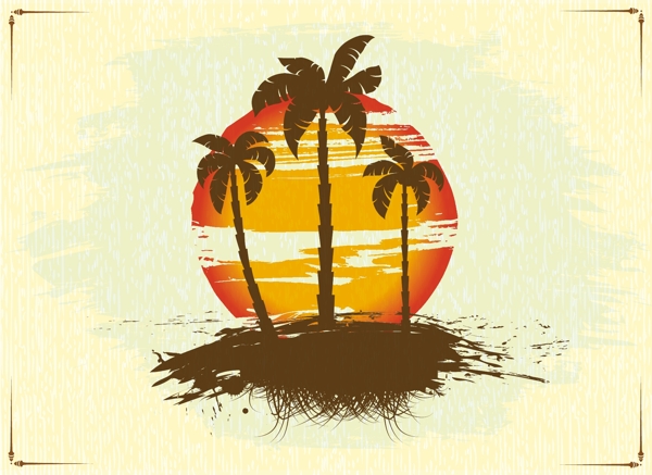 棕櫚樹矢量夏季背景