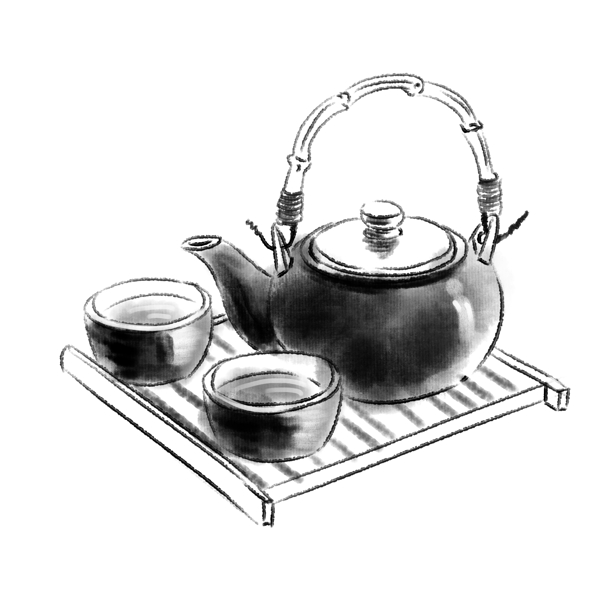 水墨茶盘黑色茶具