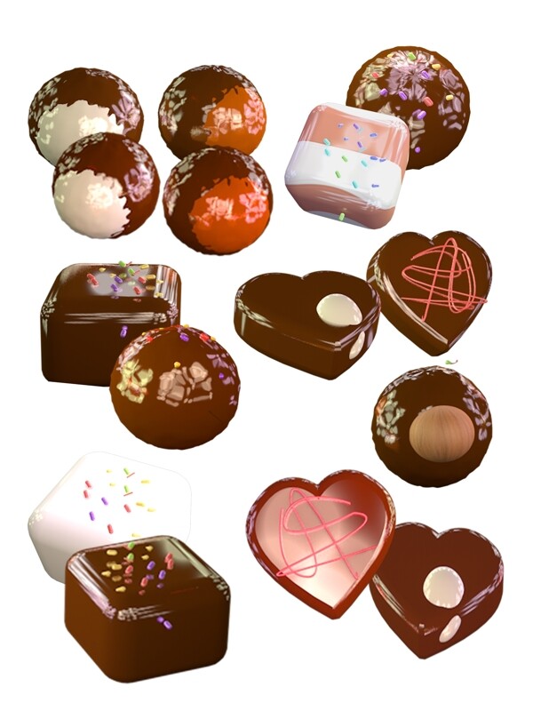 情人节甜蜜巧克力套图写实立体免抠图元素