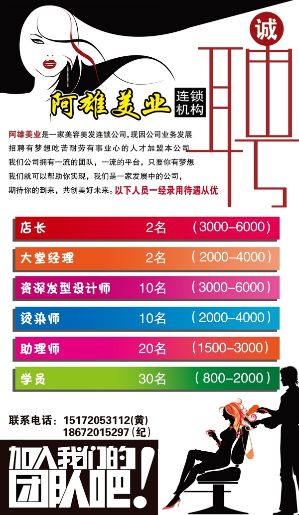 理發(fā)店招聘海報