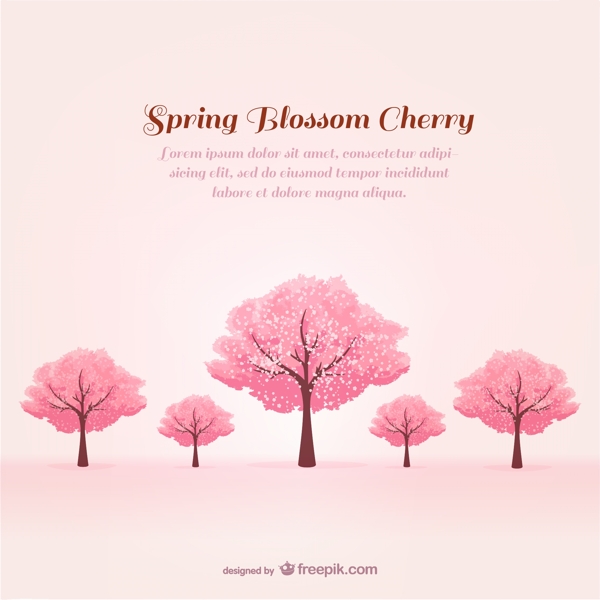 春季粉色樱花树背景矢量图