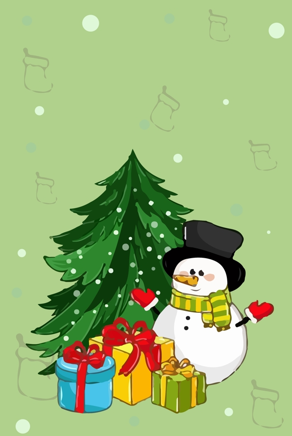 圣诞节平安夜雪人背景设计