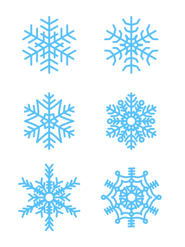 冬季圣诞节蓝色雪花装饰元素简约矢量可商用
