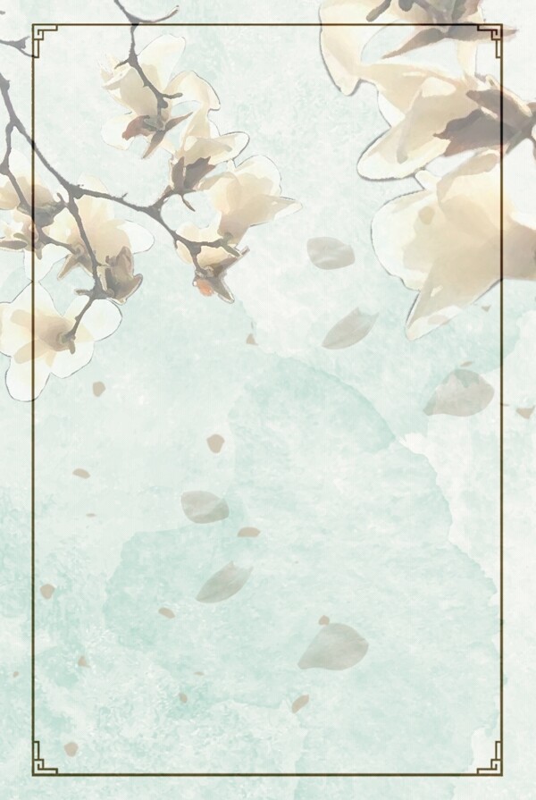 淡雅春季花卉边框海报背景