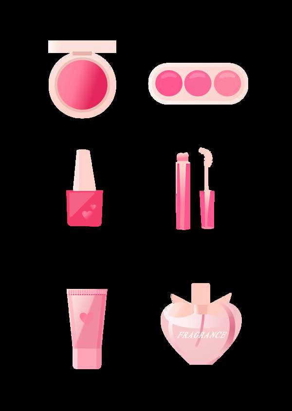 可商用粉色化妆品矢量手绘小清新装饰元素